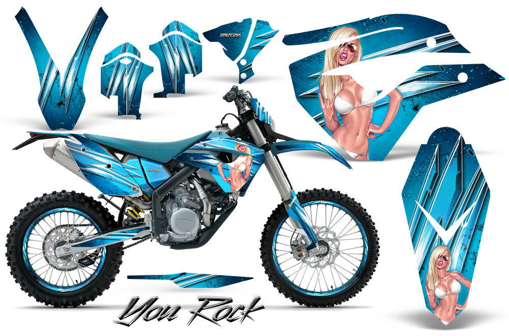 Husaberg FE570 Enduro 2010 Graphics Kit You Rock BlueIce NP Rims